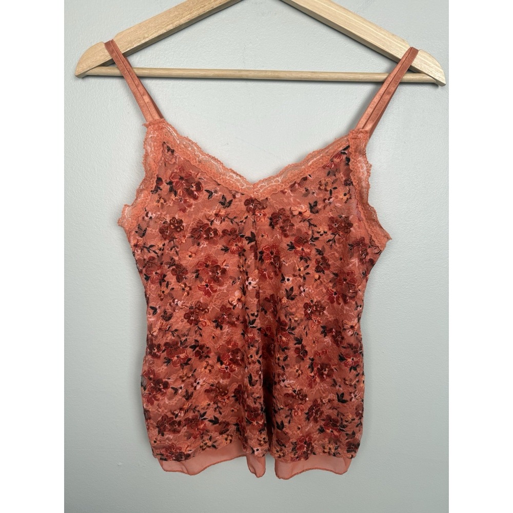 Altard State Mesh Lace Trim Floral Babydoll Cami Sheer Y2K Style Whimsi Tank Top